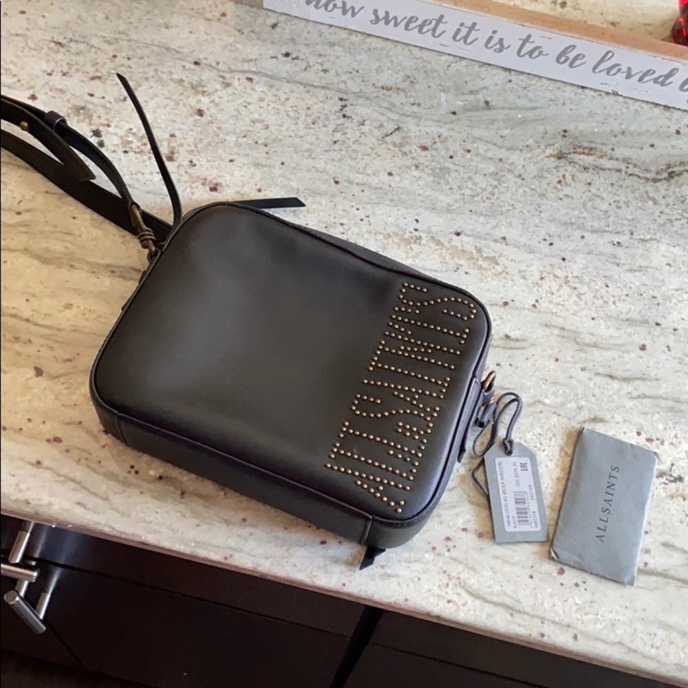 Allsaints black leather crossbody